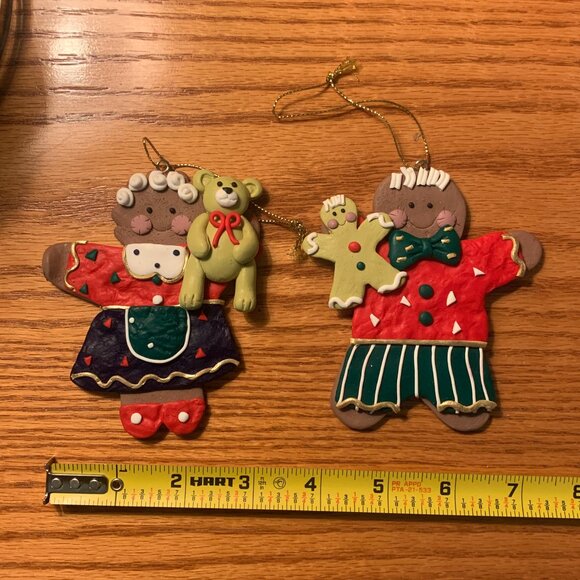 SET OF 2 RUBBER GINGERBREAD FIGURES, MALE AND FEMALE, CHRISTMAS ORNAMENTS - Picture 3 of 4
